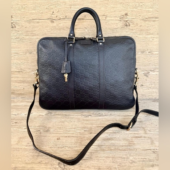Authentic Gucci Brown GG leather Briefcase - Picture 1 of 12